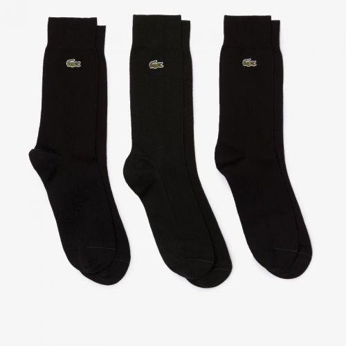 라코스테 Lacoste Unisex High-Cut Cotton Pique Socks 3-Pack