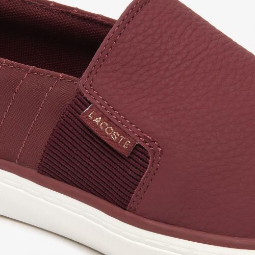 라코스테 Lacoste Womens Gazon 2.0 Leather-Paneled Slip On Sneakers