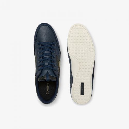 라코스테 Lacoste Mens Chaymon Leather and Carbon Fiber Sneakers