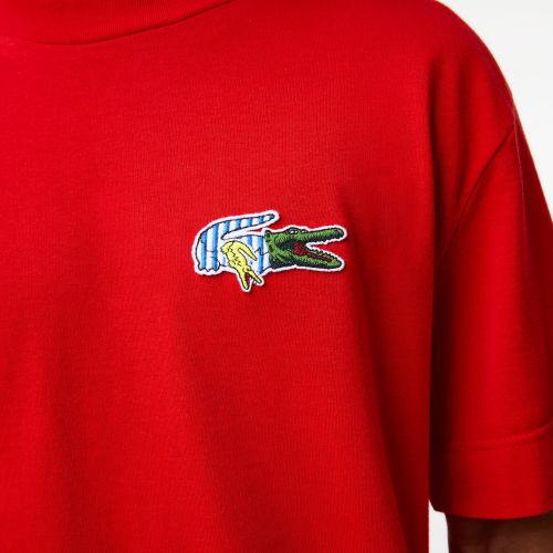 라코스테 Lacoste Mens Relaxed Fit Comic Effect Badge T-Shirt