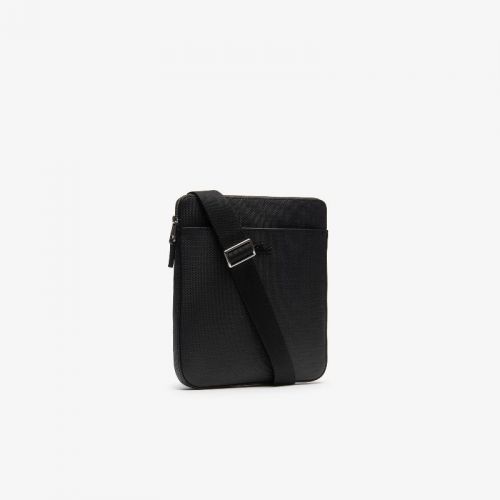 라코스테 Lacoste Mens Chantaco Matte Pique Leather Flat Zip Bag