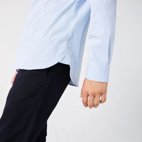 라코스테 Lacoste Mens Slim Fit Striped Stretch Poplin Shirt