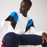 Lacoste Menu2019s Crew Neck Colorblock Design Cotton Fleece Sweatshirt