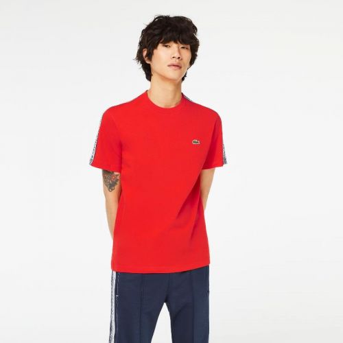 라코스테 Lacoste Menu2019s Regular Fit Logo Stripe T-Shirt