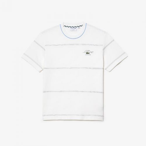 라코스테 Lacoste Menu2019s Organic Cotton Jersey Stripe T-Shirt