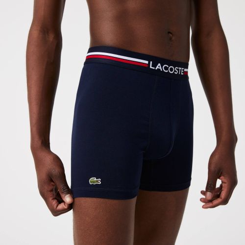 라코스테 Lacoste Menu2019s Long Stretch Cotton Jersey Boxer Brief 3-Pack
