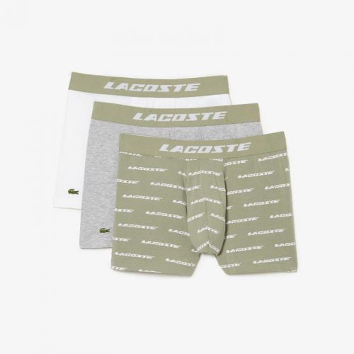 라코스테 Lacoste Menu2019s 3-Pack Logo Print Jersey Boxers