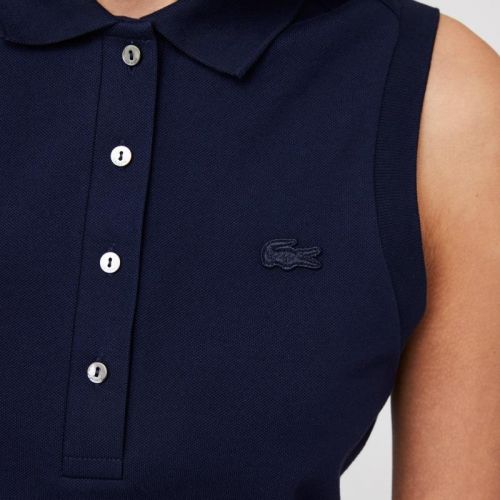 라코스테 Lacoste Womens Slim Fit Sleeveless Cotton Pique Polo Shirt