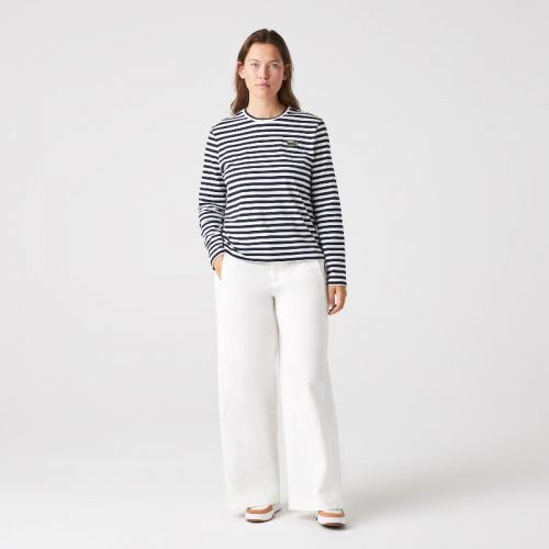 라코스테 Lacoste Womens Striped Jersey Cotton T-Shirt