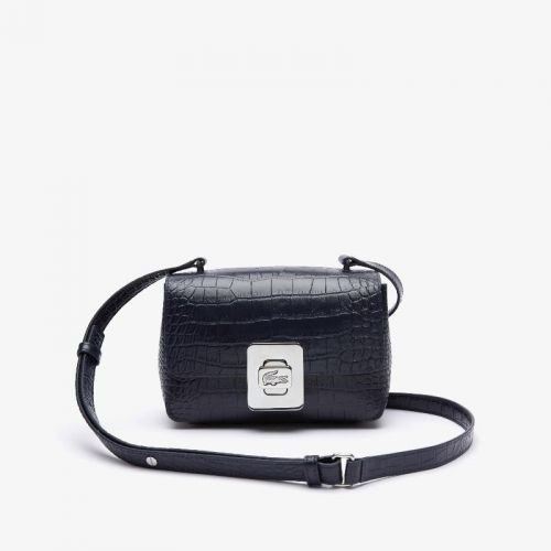 라코스테 Lacoste Womenu2019s Amelia Metal Clasp Embossed Leather Handbag