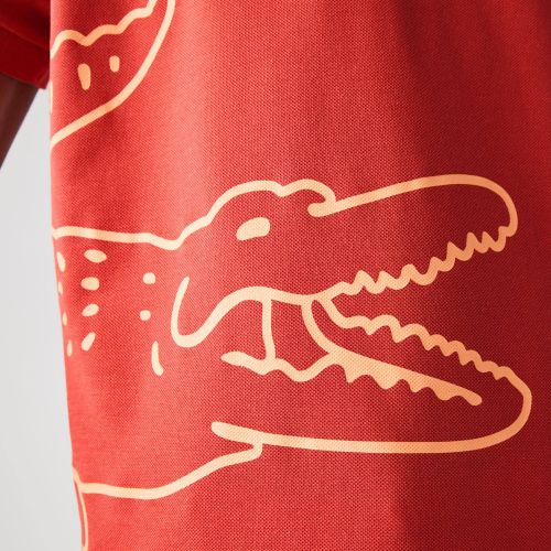 라코스테 Lacoste Menu2019s Regular Fit Crocodile Print Cotton Pique Polo
