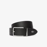 Lacoste Mens Engraved Buckle Grained Leather Belt