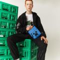 Mens Lacoste x Minecraft Print Canvas Vertical Crossover Bag