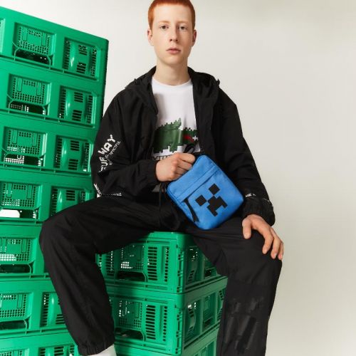 라코스테 Mens Lacoste x Minecraft Print Canvas Vertical Crossover Bag