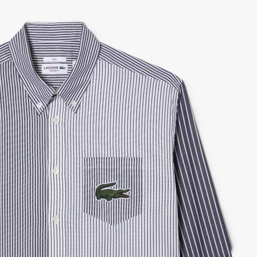 라코스테 Lacoste Unisex Large Crocodile Striped Cotton Shirt