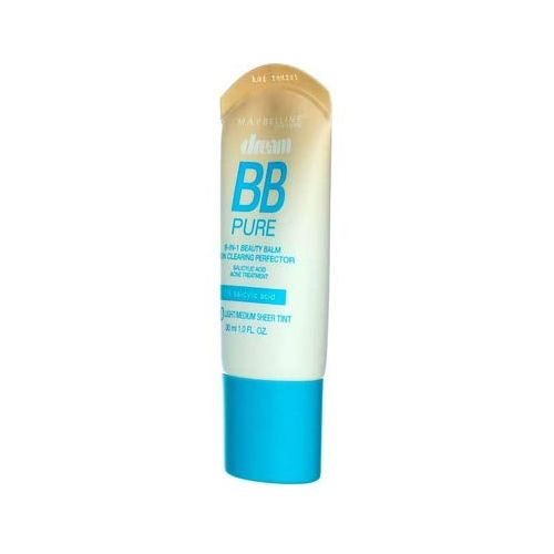  Maybelline New York Dream Pure BB Cream 8-in-1 Skin Clearing Perfector, Light/Medium 1 oz (Pack of 2)