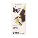 Theo Chocolate Coconut Organic Dark Chocolate Bar, 70% Cacao, 6 Pack | Vegan Chocolate, Fair Trade