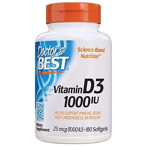  Doctors Best Best Vitamin D3 1000 IU, Softgel Capsules, 180-Count