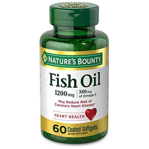  Natures Bounty Nature’s Bounty Fish Oil, 1200mg, 360mg of Omega-3, 60 Odorless Softgels (Packaging May Vary)