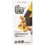 Theo Chocolate Salted Almond Organic Dark Chocolate Bar, 70% Cacao, 6 Pack | Vegan Chocolate, Fair Trade