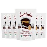 Justins Nut Butter Organic Mini Dark Chocolate Peanut Butter Cups, Rainforest Alliance Certified Cocoa, Gluten-free, Responsibly Sourced, 6 Stand-up Bags, 4.7oz each, White