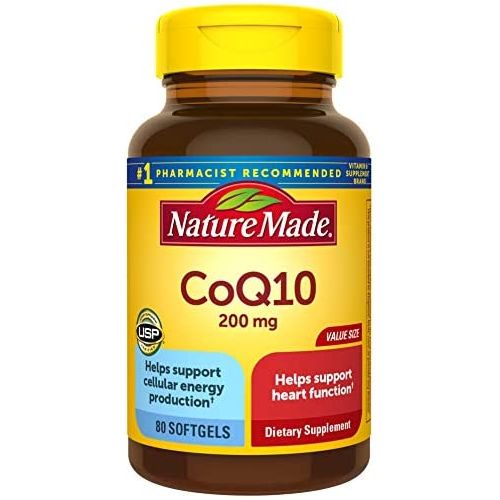  Nature Made CoQ10 200 mg, Dietary Supplement for Heart Health Support, 80 Softgels, 80 Day Supply