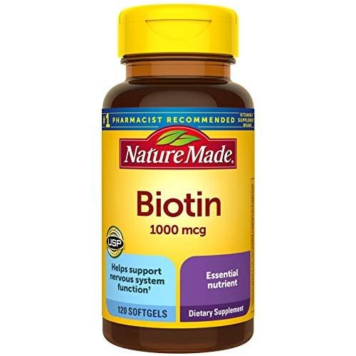  Nature Made Biotin 1000 mcg, Dietary Supplement Supports Healthy Hair & Skin, 120 Softgels, 120 Day Supply