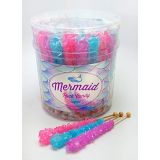 Candy Envy Mermaid Rock Candy Sticks - 36 Individually Wrapped Rock Candy on a Stick - Includes How to Build a Candy Buffet Table Guide