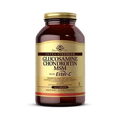  Solgar Extra Strength Glucosamine Chondroitin MSM w/ Ester-C, - Promotes Healthy Joints, Supports Comfortable Movement & Collagen Formation - 180 Count (Pack of 1)