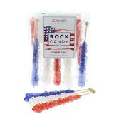 Candy Envy USA Rock Candy On a Stick -10 Pack - Extra Large Individually Wrapped Rock Candy - Fourth of July Candy - Red, White, and Blue American Pride