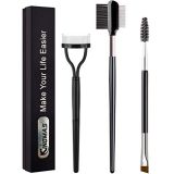 KINGMAS 3Pcs Duo Eyebrow Brush and Spoolie & Eyelash Comb Curlers & Steel Brow Brush Comb Makeup Grooming Tool