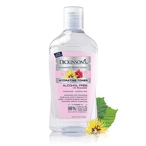  Dickinsons Enhanced Witch Hazel Hydrating Toner with Rosewater, Alcohol Free, 98% Natural Formula, 16 Fl. Oz.