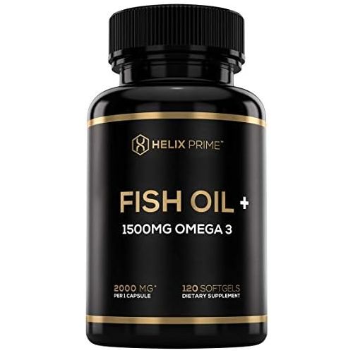  HELIX PRIME Fish Oil Omega 3 Supplements with EPA DHA 120 Softgels Natural Lemon Flavor Burpless Supports Heart Health Joints Eyes Brain Skin Health Made in USA