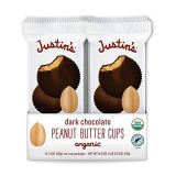 Justins Nut Butter Justins Organic Dark Chocolate Peanut Butter Cups, Rainforest Alliance Certified Cocoa, Gluten-free, Responsibly Sourced, 12 Packs of 2-Cups each