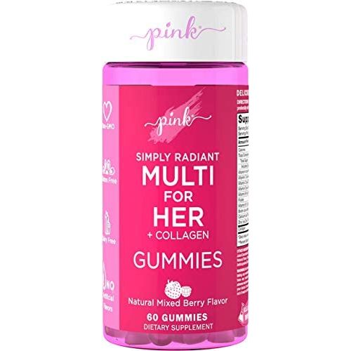  PINK Multivitamin for Women 60 Gummies Non-GMO & Gluten Free Plus Collagen & Biotin Mixed Berry Flavor