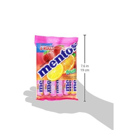  Mentos Chewy Mint Candy Roll, Fruit, Non Melting (Pack of 6)