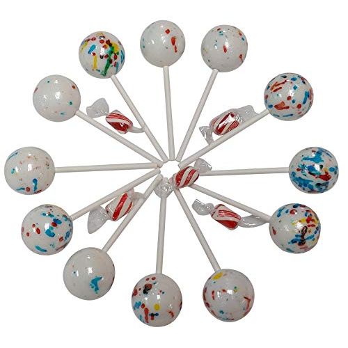  SMC BIG 1.75 INCH Psychedelic Jawbreakers Candy on Sticks 12 Count- Jawbreaker Lollipops-Hard As A Rock