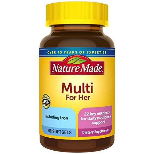  Nature Made Multivitamin For Her, Womens Multivitamin for Nutritional Support, 60 Softgels, 60 Day Supply