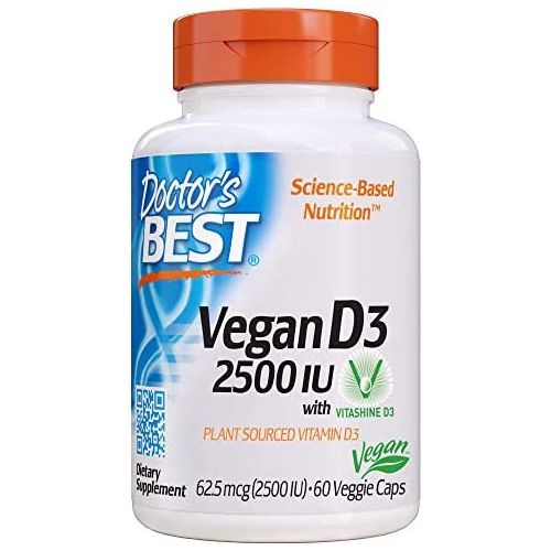  Doctors Best Vitamin D3 2500IU with Vitashine D3, Non-GMO, Vegan, Gluten & Soy Free, Regulates Immune Function, Supports Healthy Bones, 60 Count