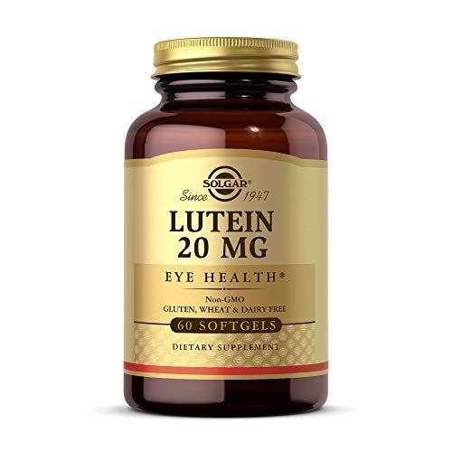  Solgar Lutein 20 mg, 60 Softgels - Supports Eye Health - Helps Filter Out Blue-Light - Contains FloraGLO Lutein - Non-GMO, Gluten Free, Dairy Free - 60 Servings