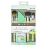 EcoTools Prep + Refresh Makeup Brush Set, With Sponge Blender and Brush Cleaner Cleansing Shampoo, Vegan Beauty Tools, Set of 5