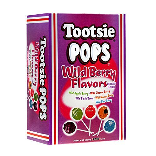  Tootsie Roll Tootsie Pops Assorted with Chocolatey Center, 3.75 Pound, 100 Count Giveaway Box, Peanut Free, Gluten Free Wild Berry Flavors, 60 Ounce