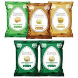 Quevos Keto Low Carb Egg White Chips Variety Pack - Sour Cream & Onion, Rancheros, Pickle, Honey Mustard - Keto Snacks, Gluten Free Snacks, High Protein - 1 oz Bags (Pack of 5)