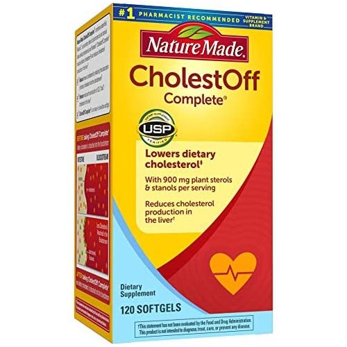  Nature Made CholestOff Complete, Dietary Supplement for Heart Health Support, 120 Softgels, 20 Day Supply