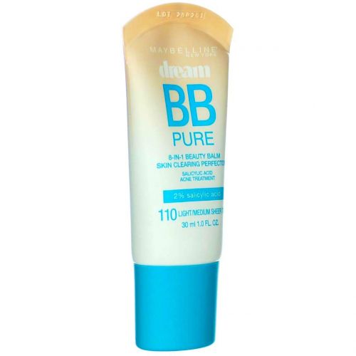  Maybelline New York Dream Pure BB Cream 8-in-1 Skin Clearing Perfector, Light/Medium 1 oz (Pack of 2)