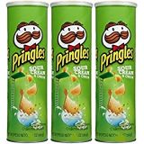 Kelloggs Pringles Sour Cream & Onion Potato Crisps Chips 5.5 oz. (Pack of 3 Cans)