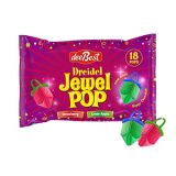 Dee Best Dreidel Jewel Pop Ring Shape Candy - Assorted Apple and Strawberry Flavors - 18 Count Individually Wrapped