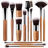 Cleof 13 Bamboo Makeup Brushes Professional Set - Vegan & Cruelty Free - Foundation, Blending, Blush, Powder Kabuki Brushes.