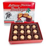 Anthony Thomas, Award Winning Peanut Butter & Milk Chocolate Buckeyes in Ohio State Buckeyes Box, Deliciously Delightful Snacks (12 Count, Milk Chocolate Buckeyes)
