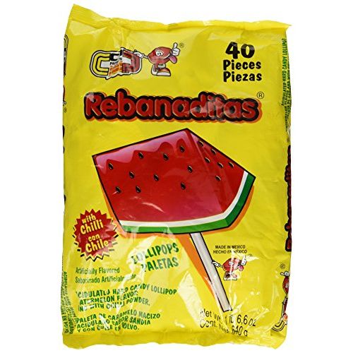  Vero Rebanaditas Paletas Sabor Sandia Hard Candy Chili Covered Lollipops 40 pcs